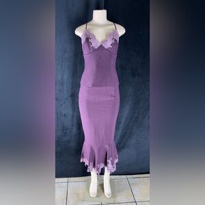 Purple Lace Trim Midi Dress 2 piece by Mandalay